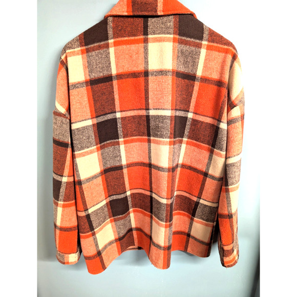 Men's Fall Outdoor Shirt XL Orange Brown Cream Check - Picture 2 of 3